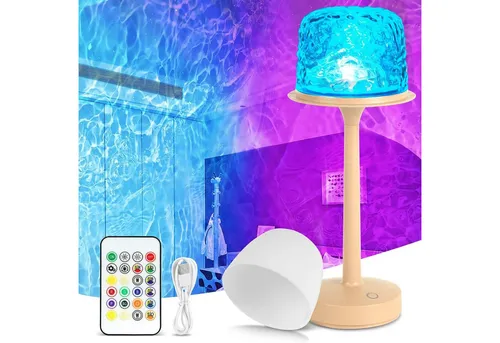 Luckice LED Nachtlicht Akku Ocean Lamp – Stufenlos dimmbar mit 16 Farben - Schaffen Sie eine entspannende Atmosphäre mit der Luckice Ocean Lamp, die Wellen projiziert und stufenlos dimmbar ist. Ideal für Schlafzimmer oder Wohnzimmer, einfach per Touch und Fernbedienung steuerbar.