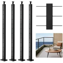 VEVOR Kabelgeländerpfosten 106,7x3x5cm mit horizontalen Löchern - Gartenzäune aus SUS304 Edelstahl, leicht zu installieren und mit durchdachten Abständen für optimale Sicherheit und Stabilität.