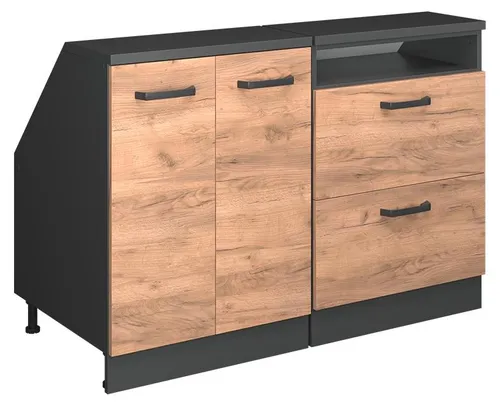 Vicco Unterschrank R-Line, Goldkraft Eiche/Anthrazit, 120 cm 2er Set
