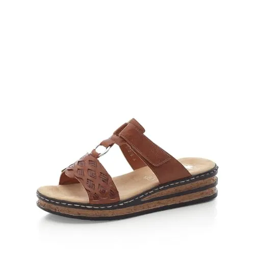 Rieker Damen Klassische Sandalen 629K9 - Wanderschuhe mit bequemem Klettverschluss, ideal für entspannte Sommertage und Freizeitaktivitäten, in elegantem Braun.