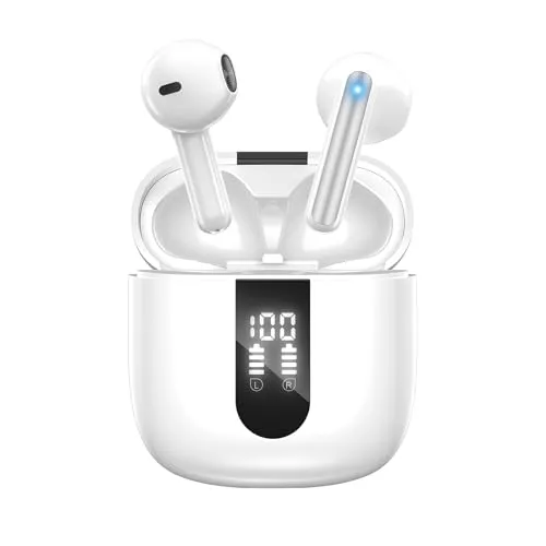 JBES Kopfhörer Kabellos Bluetooth 5.4, In Ear mit 6 ENC Mikrofon Bluetooth Kopfhörer, 60 Std Stereo Kabellose Kopfhörer Noise Cancelling Earbuds, USB-C, IP5 Wasserdicht Ohrhörer (Perle)