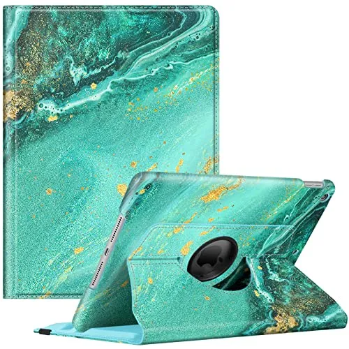 Fintie Hülle für iPad 10.2 Zoll 9.Generation / 8. Gen / 7. Gen (Modell 2021/2020/2019) mit Pencil Halter - 360 Grad Rotierend Stand Schutzhülle Cover mit Auto Schlaf/Wach Funktion, Meergrün