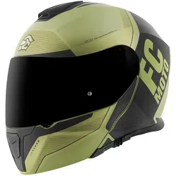 FC-Moto Novo Circuit Klapphelm, schwarz-grün, Größe XS - Motorradhelm mit HIRP Schale für hohe Sicherheit und Ratschenverschluss für einfachen Sitz, ideal für stilbewusste Fahrer.