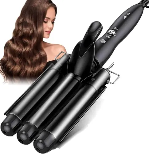 Lockenstab 3 Fässer Welleneisen für haare 25mm Lockenwickler mit zweistufiger Temperaturregelung schnell aufheizen Lockenstäbe Welleisen Schnelle Heizung Große Welle für Lange/kurze Haare