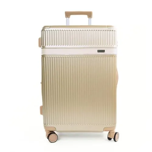 Solier Hartschalenkoffer – Reisetrolley mit 4 Rollen, Zahlenschloss und Teleskopgriff – Rollkoffer Hardcase Gepäck (Gold, 24' M)