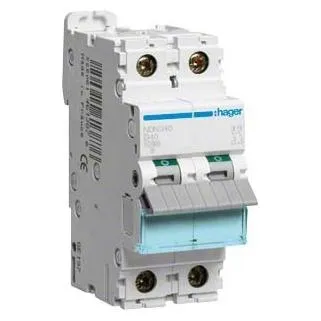 Produktbild Hager NDN240 Leitungsschutzschalter 2 polig 10kA/15kA D-40A 2M