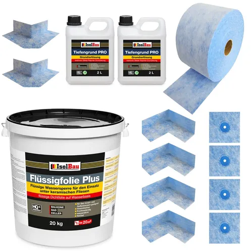 Dichtset Flüssigfolie 20 kg Dichtband Dichtecken für Dusch und Bad Abdichtung