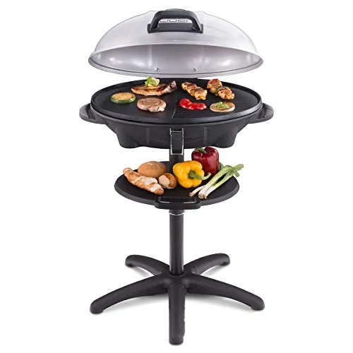 Cloer 6789 Barbecue-Grill - Outdoor Standgrill mit integriertem Thermometer, 2400 Watt und antihaftbeschichteter Grillfläche für gesundes Grillen ohne Vorheizen.