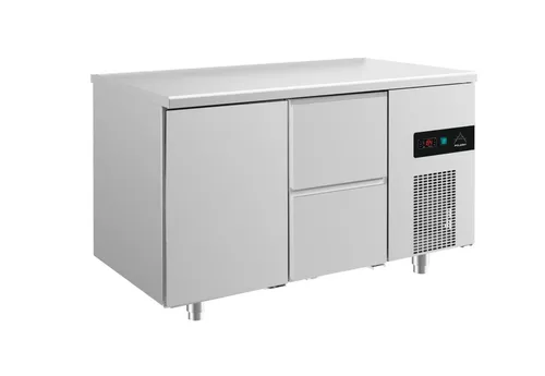 Gastro Kühltisch Umluftkühlung 1 Tür 2 Schubläden 1400x700x850mm -2/+8°C NEU