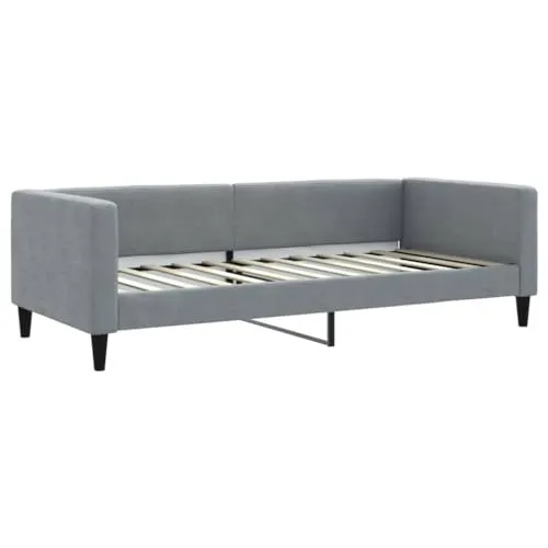 vidaXL Tagesbett 2-in-1, Modernes Sofabett in Hellgrau 90x200cm - Vielseitiges Tagesbett, das tagsüber als Sofa und nachts als Bett dient. Mit robustem Gestell und atmungsaktivem Stoff für höchsten Komfort und modernes Design.