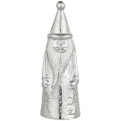 Dekofigur Santa groß 19cm Silber Aluminium Weihnachtsmann Handarbeit