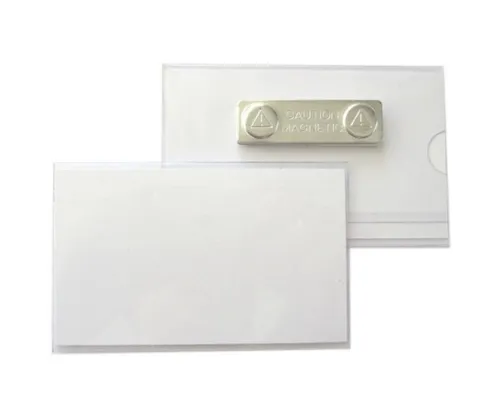 Namensschilder, Ausweishüllen aus Hart-PVC mit Magnet 75x40 mm 5 x