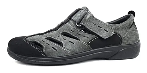 Rohde Sandalen Nubuk/Velours - Grau - 44 - Wanderschuhe mit herausnehmbarer Innensohle für individuelle Anpassung, ideal für Alltag und Freizeit. Der Klettverschluss sorgt für perfekten Halt und die flexible Laufsohle garantiert hohen Tragekomfort.