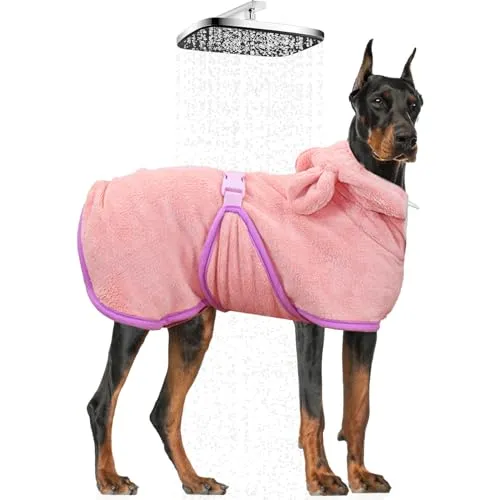 WUFANC Hundebademantel Super Saugfähig, Schnell Trocknend, Verstellbare Schrumpfbänder Gewährleistet einen Bequemen Sitz des Bademantel Hund, für Große, Mittlere und Kleine Hunde (XXL)