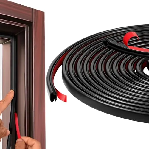 Vinabo Typ D Fenster-Türdichtung, Selbstklebend, Gummi, 6 m, Schwarz