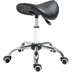 HOMCOM Sattelhocker - Höhenverstellbarer Drehstuhl für Komfort - Bürostuhl mit 5 Rollen für Mobilität und ergonomischer Polsterung für bequemes Sitzen. Ideal für Zuhause, Büro oder Friseursalons, leicht zu reinigen und stufenlos höhenverstellbar.
