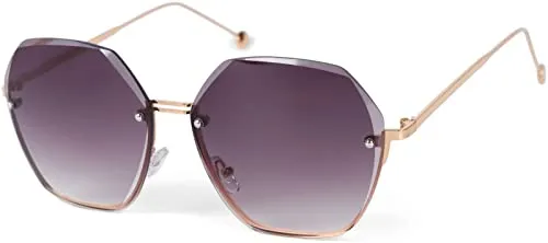 styleBREAKER Damen Ovale Oversize Sonnenbrille mit Diamant Schliff - Elegante randlose Oversize Sonnenbrille mit bruchsicheren Gläsern und UV Schutz 400. Ideal für stilbewusste Damen, die Komfort und Schutz schätzen.