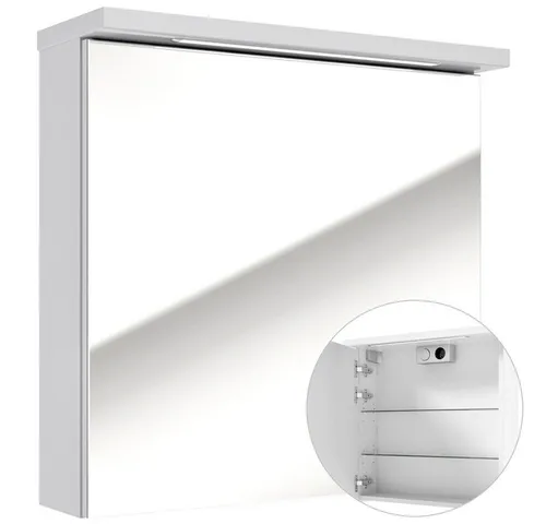 Lomadox Spiegelschrank SOFIA-107 LED - 61 cm Hochglanz Weiß - Moderner Spiegelschrank mit integrierter LED-Beleuchtung, ideal für Ihr Badezimmer. Maße: 61x60x20 cm, hochwertiger MDF-Korpus in Hochglanz-Optik. Selbstmontage möglich.