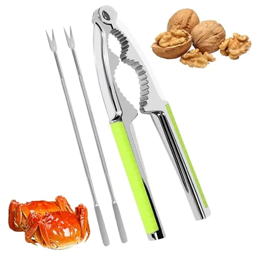 YGKYMVW Nussknacker Walnüsse, Haselnussknacker mit 2 Rutschfestem Nussknacker Edelstahl, Multifunktionaler Nssknacker Heavy Duty Shell Cracker Tools für Walnuss Haselnuss Meeresfrüchte