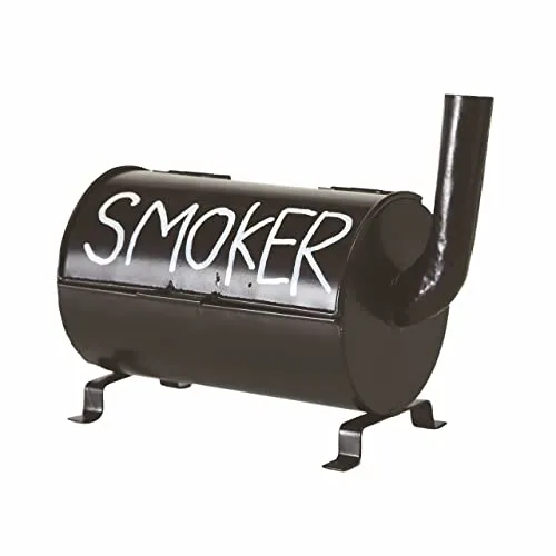 Spetebo Metall Tisch Aschenbecher SMOKER - 20 cm - Sturmaschenbecher im Grill Design mit verschließbarer Klappe - Ascher schwarz rund