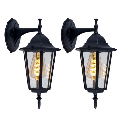 Wandlaterne Außenlampe Alu schwarz mit klarem Glas E27 - Wetterfeste Wandleuchte für den Außenbereich, ideal für Garten und Terrasse. Stilvolles antikes Design in Schwarz, einfach zu montieren und mit E27-Fassung für individuelle Lichtgestaltung.
