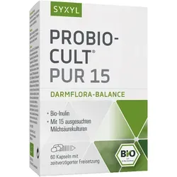 Probio-Cult Pur 15 Syxyl 60 ST - Nahrungsergänzungsmittel mit 15 Milchsäurekulturen und Bio-Inulin, ideal für die Unterstützung der Darmflora und lactosefrei, vegan und glutenfrei.