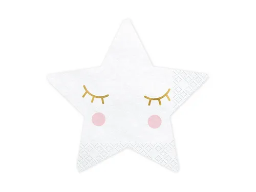 partydeco Papierserviette, Servietten Stern 16x16cm 20 Stück weiß