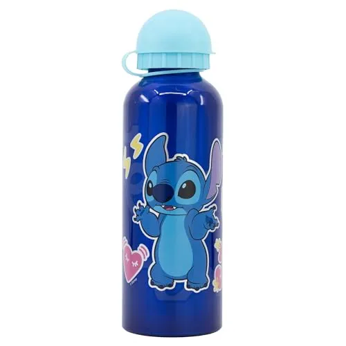 Stor Original Disney Stitch Aluminiumflasche für Kinder 530 ML mit Ausguss, Kappe und Sicherheitsdeckel.