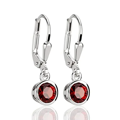 NKlaus Paar 5mm Blumen Granat Brisur Ohrhänger - Ohrringe für Damen aus 925 Sterling Silber, rhodiniert und anlaufgeschützt. Funkelnde Granate im brillantschliff (1,4ct) in strahlendem Rot verleihen jedem Look einen eleganten Akzent.