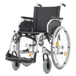 Bischoff & Bischoff Rollstuhl S-Eco 300 SB 49 TB - Behinderten-Bedarf mit Trommelbremse und Sicherheitsfunktionen, faltbar und pannensichere Räder für stabilen Transport und Nutzung.