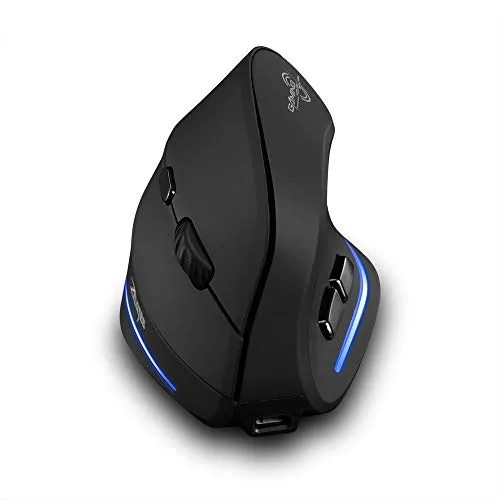 zelotes Maus Kabellos Wiederaufladbar,2400DPI,6 Tasten Vertikale kabellose Maus mit USB-Empfänger,USB Ergonomische Funkmaus,Wireless Mouse für Laptop,PC,Mac