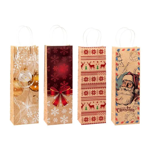TSI Geschenktüten für Flaschen Weihnachten Serie 4 Motiv sortiert 12,0 x...