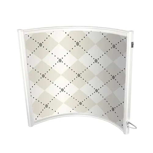 Könighaus Infrarotheizung Standgerät | Infrarot Bogenheizung - 300W mit TÜV SÜD + 5 Jahre Herstellergarantie ✓ Ideal als Schreibtisch Heizung ✓ fester Stand ✓- Weiß Kariert - 300W