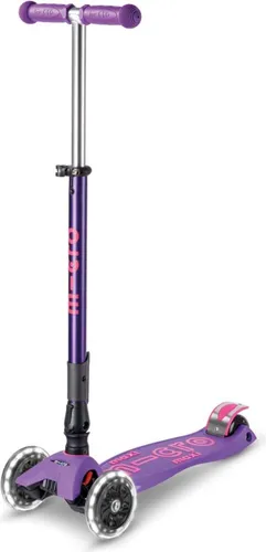 Micro Kickboard Maxi Deluxe Scooter - Faltbar mit LED und 3 Rädern - Roller / Kickboards mit bewegungsaktivierten Leuchtrollen, ideal für Kinder von 5-12 Jahren, bietet eine stabile Fahrt und wächst mit den Kindern dank verstellbarer T-Stange.