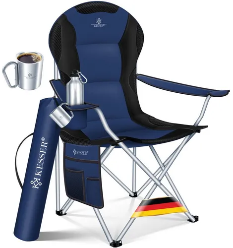 KESSER Campingstuhl - Faltbar bis 150kg, Ideal für Outdoor-Aktivitäten - Camping-Möbel: Komfortabler KESSER Campingstuhl mit Schaumstoffpolsterung, rutschfesten Füßen und Tragetasche, ideal für lange Einsätze in der Natur.