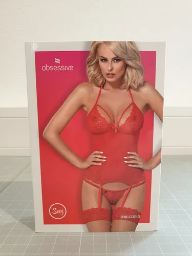 Obsessive Corsage Set rot (L/Xl) in rot von Obsessive