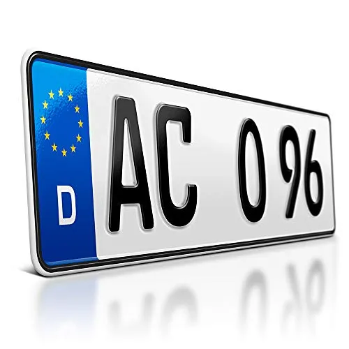 schildEVO 1 Kfz Kennzeichen | 420 x 110 mm | DIN-Zertifiziert – individuelles EU Wunschkennzeichen | PKW Nummernschild | kurzes Autokennzeichen | Auto-Schild | Fahrradträger & Anhänger | DHL-Versand