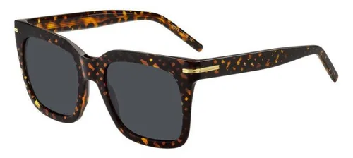Boss 1656/S Damen-Sonnenbrille - Elegante Eckige Acetat-Gestell in Braun - Sonnenbrillen | Stilvolle Damen-Sonnenbrille mit braunem Acetat-Gestell und grauen Gläsern für optimalen UV-Schutz und modischen Look.