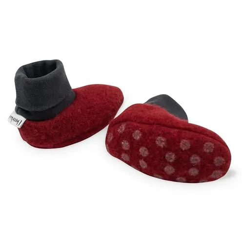 Ehrenkind® Walkschuhe | Krabbelschuhe Babys | Bio-Wolle & Bio-Baumwolle | Standard 100 by Oeko-TEX | Rot 21/22 | Baby Schuhe