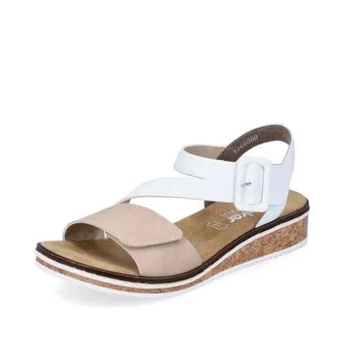 Rieker Riemchensandale - Elegante Sommerschuhe mit Keilabsatz - Wanderschuhe, ideal für den Sommer mit asymmetrischem Riemchen und 3,5 cm Absatzhöhe für zusätzlichen Komfort und Stil.