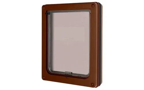 Dog Mate Hundetür - braun, B: 29 cm H: 35 cm - Hundeklappen mit Magnetverschluss und wetterfester Bürstendichtung, ideal für Hunde bis 46 cm Schulterhöhe, sorgt für mehr Freiheit und Sicherheit im Zuhause.