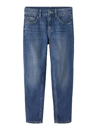 NAME IT Jungen NKMBEN Tapered Jeans 5511-OY NOOS - Stylische Tapered Jeanshose für Jungen in Dunkelblau, mit angenähtem Kordelzug für perfekten Sitz und zwei praktischen Taschen. Ideal für den Alltag und bequem zu tragen.