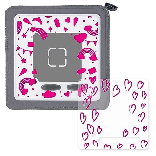 2er-Set Schutzfolie Schutzcover für Toniebox passgenau geschnitten selbstklebende Folie Herzen und Regenbogen pink kreative Motive für Kinder - dv1186