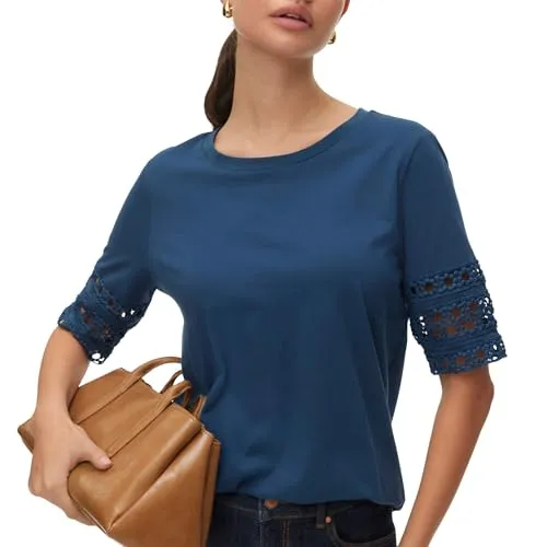 Vero Moda VMIVACY 2/4 O-NECK TOP JRS BTQ Dark Denim M von VERO MODA