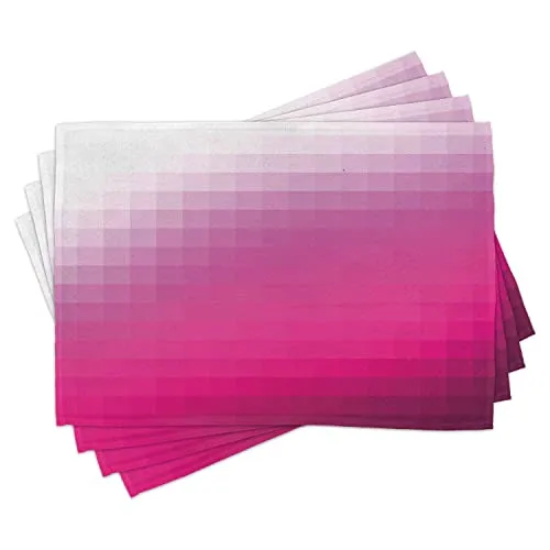 ABAKUHAUS Hot Pink Platzmatten, modernes Mosaik, Waschbare Stoff Esszimmer Küche Tischdekorations Digitaldruck, Dark Purple Pink