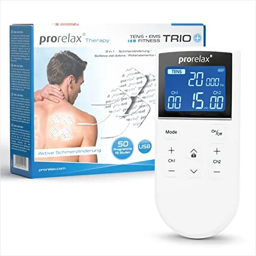 prorelax TENS/EMS Trio+ | Elektrostimulationsgerät für Schmerzlinderung und Muskelaufbau