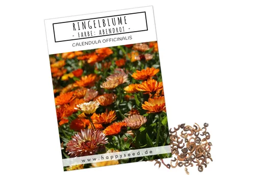 HappySeed Blumensamen Ringelblumen Samen - Calendula Officinalis (Abendrot), Blumen