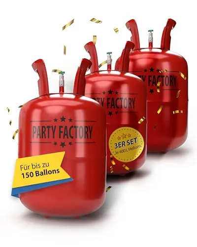 Party Factory Helium Ballongas für 50 Ballons, Einwegflasche rot - Helium Ballongas Einwegflasche, ideal für Geburtstagsfeiern und Hochzeiten. Füllt bis zu 50 Ballons mit 99,996% reinem Helium, für schwebende Dekoration und unvergessliche Momente.