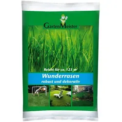 GartenMeister GM2.5 Wunderrasen 2,5 kg - Rasenpflege für dichte Rasenflächen - Hochwertige Rasensamenmischung für einen strapazierfähigen Gartenrasen. Ideal für schnelle Rasenregeneration und dichten Wuchs. Perfekt für die Pflege und Reparatur von Rasenflächen.