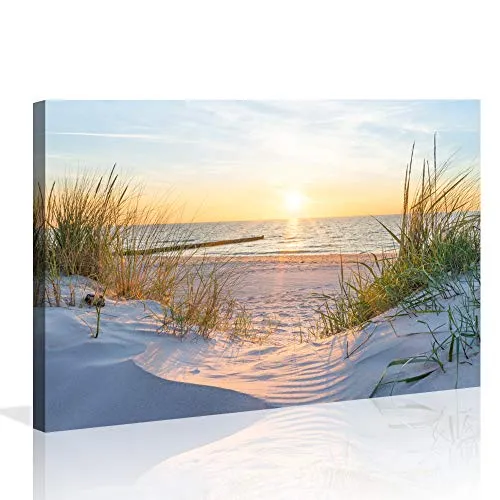 Visario Bild auf Leinwand Dünen Nordsee Ostsee 120 x 80 cm - Poster & Kunstdrucke mit edlem Kunstdruck auf echtem Holzrahmen, fertig gerahmt und sofort aufhängbar. Deutsche Marke Visario mit über 25.000 Bildern ständig verfügbar.